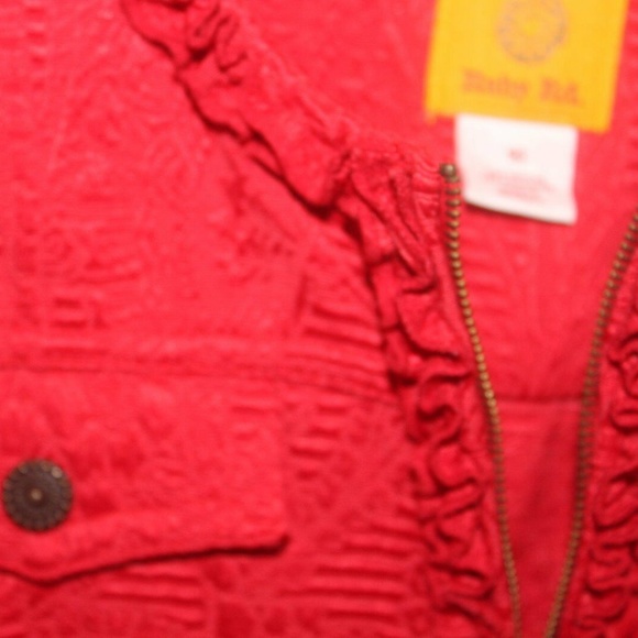 Ruby Rd red long sleeve short zip jacket 4 pockets ruffled trim 10 New no tags… - Picture 6 of 6